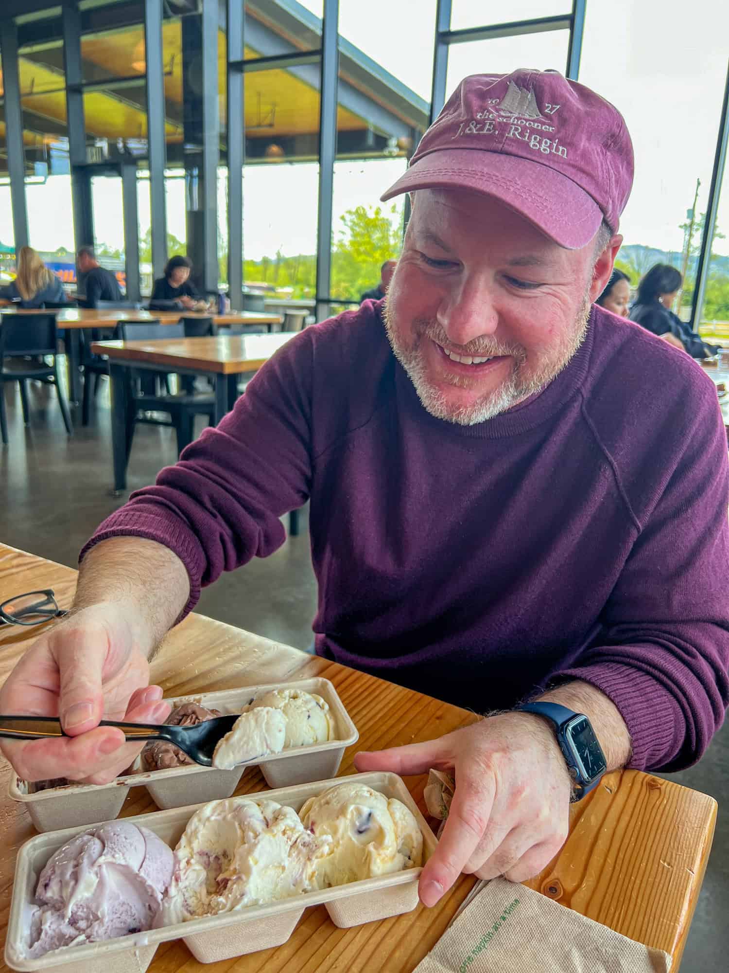 Dave sampling Tillamook Ice Cream (photo by Kelly Lemons).