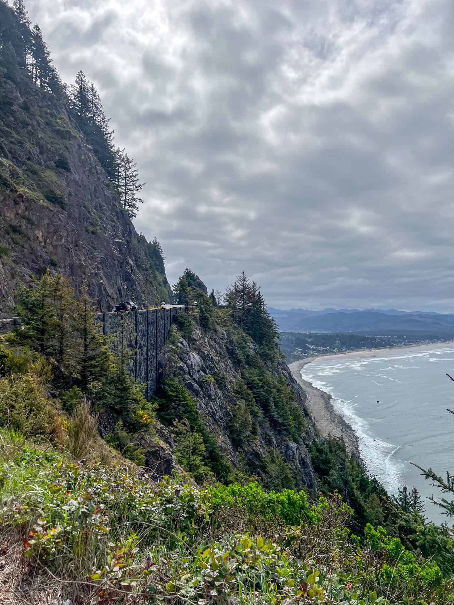 Highway 101 hugs the Oregon Coast as seen from Neahkahnie Viewpoint.