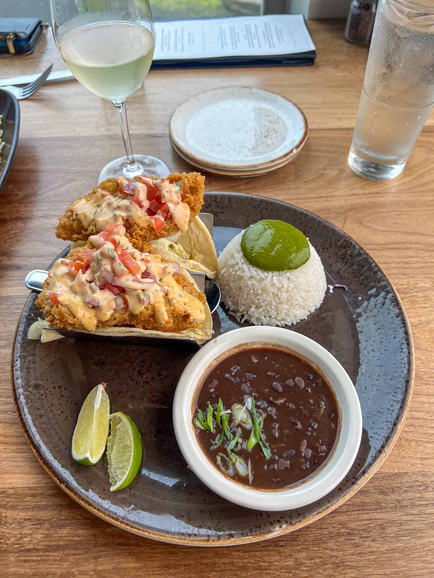 Fantastic fish tacos at Tidal Raves Seafood Grill.