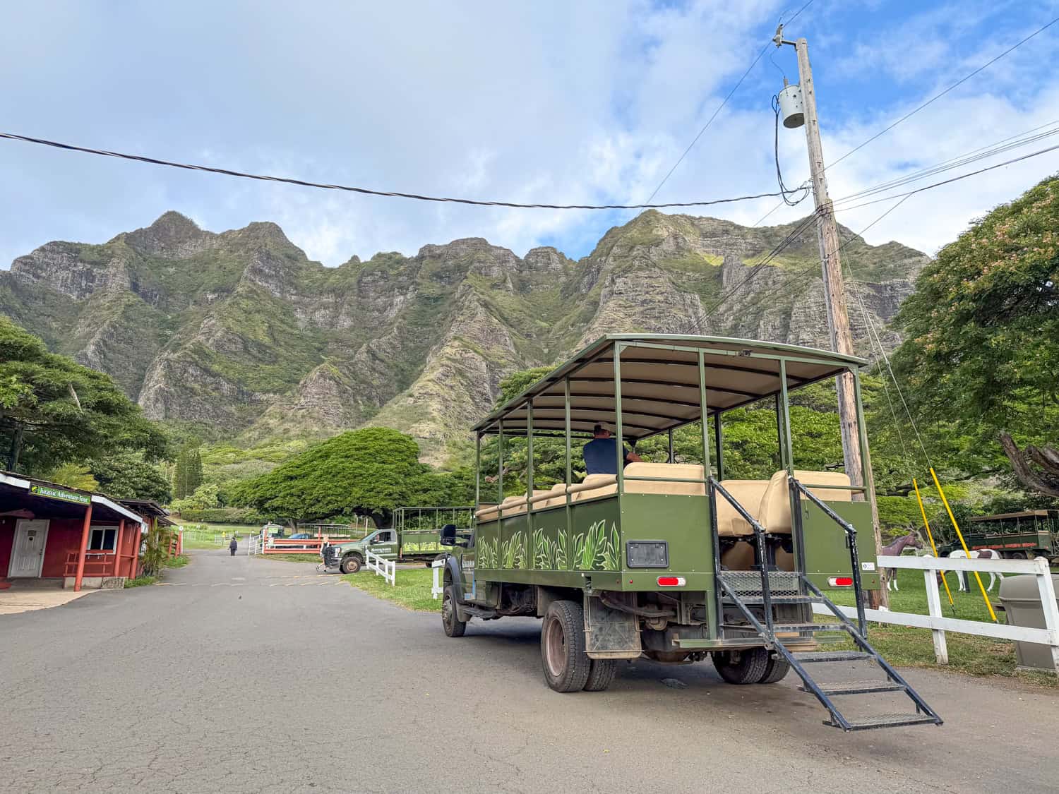 Our open-air tour vehicle at Kualoa Ranch in Oahu.