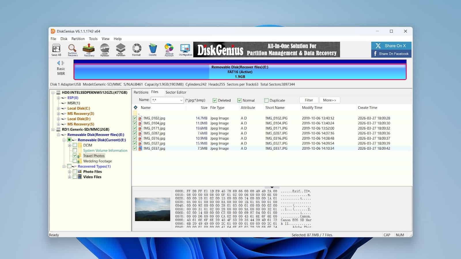 DiskGenius screenshot.