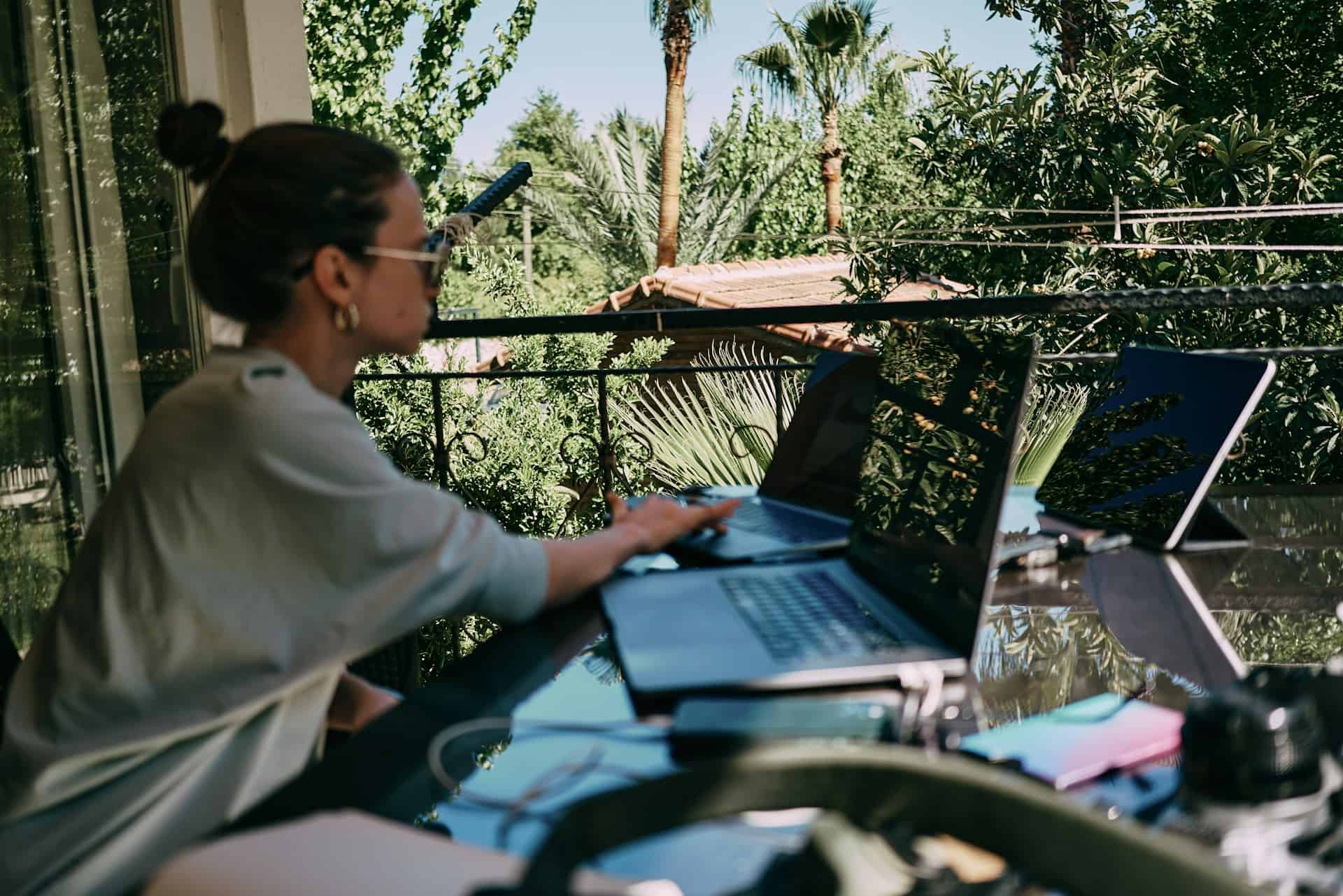 Woman working remotely in Turkey