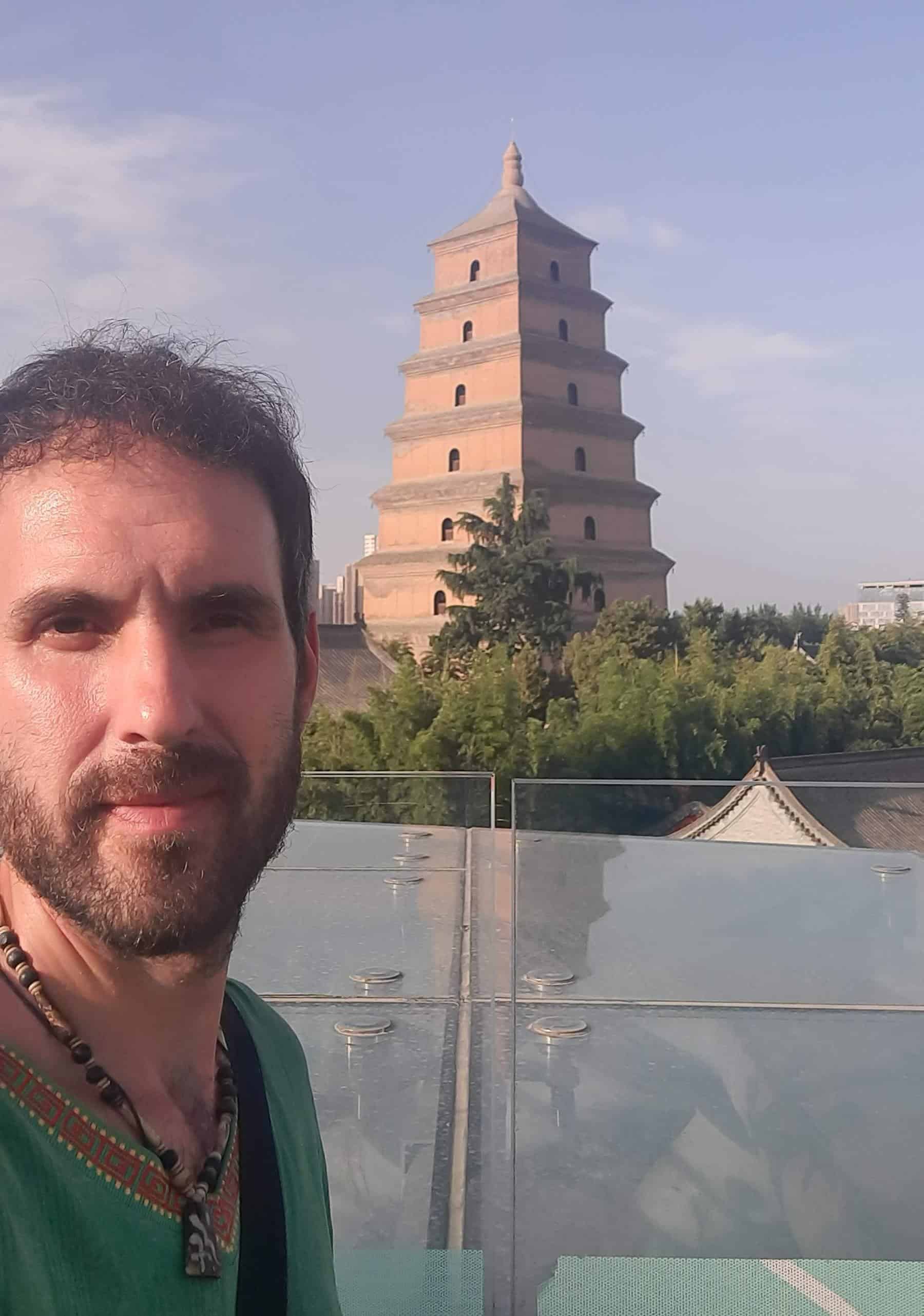 In front of the Great Wild Goose Pagoda