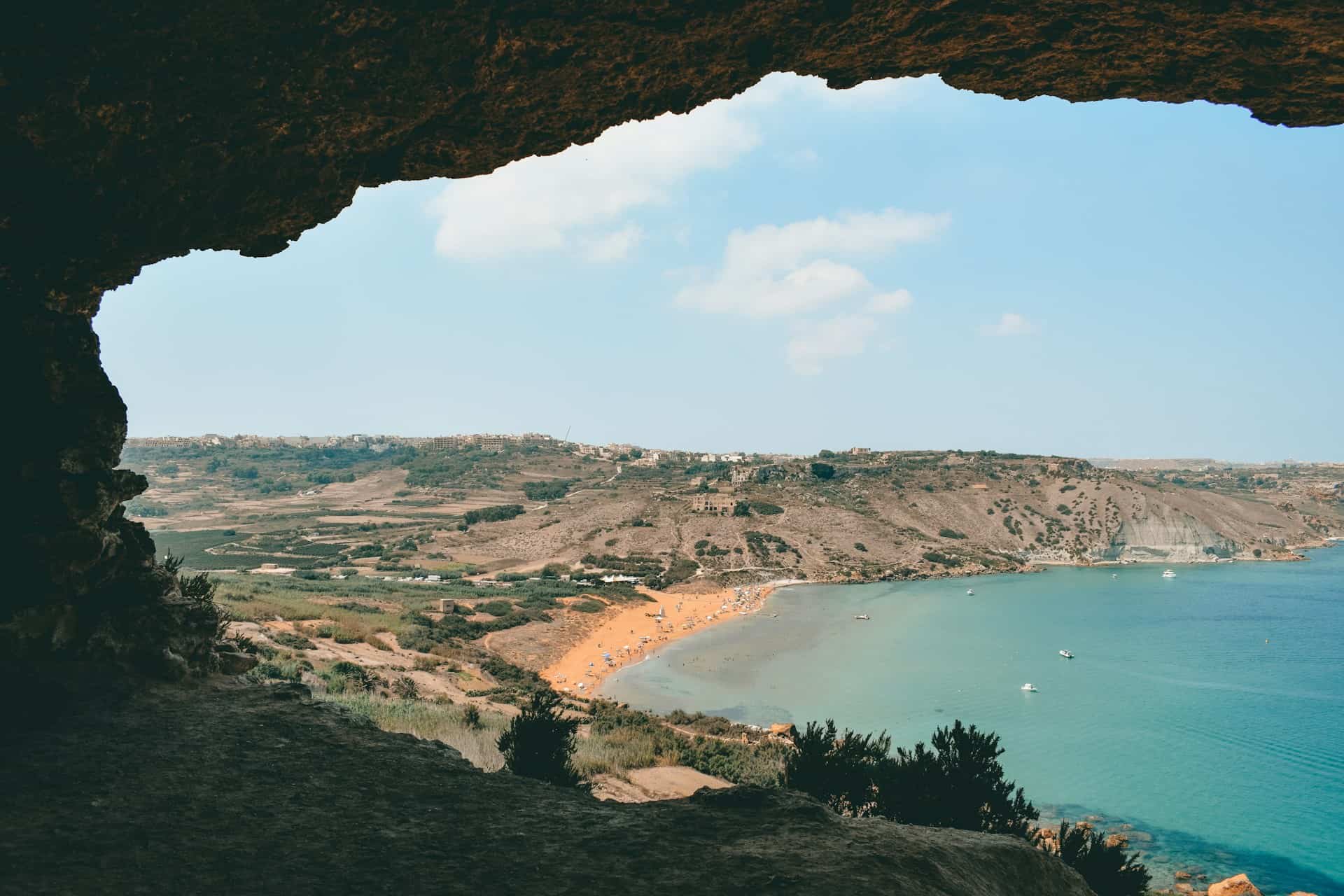 The view of Ramla Bay from Tal-Mixta Cave belongs in any Gozo travel guide