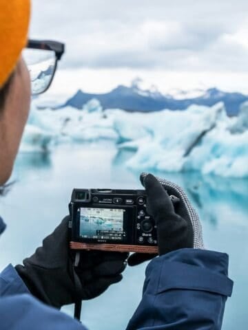 Photographing icebergs in the Arctic