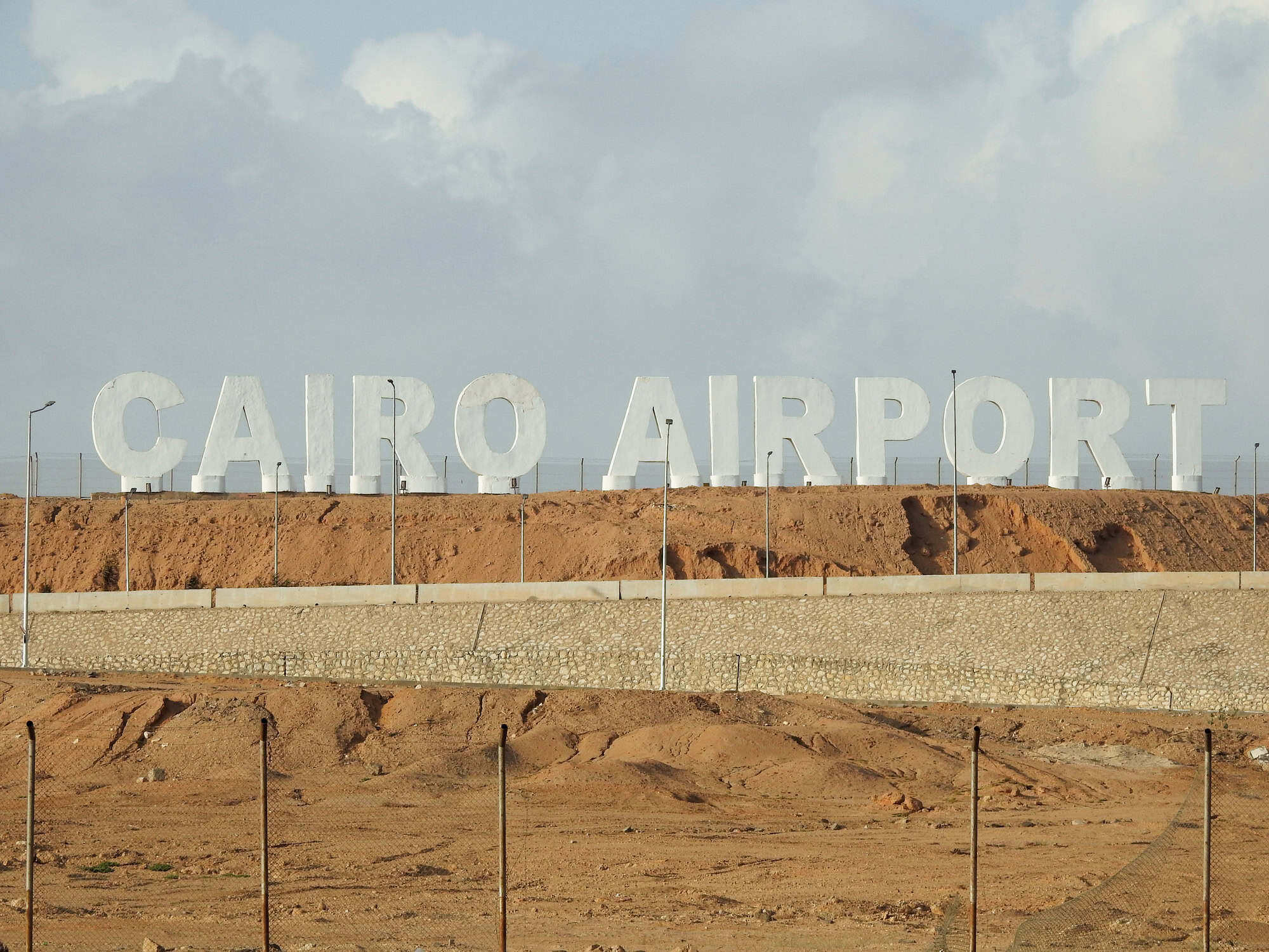 Cairo International Airport sign in Egypt