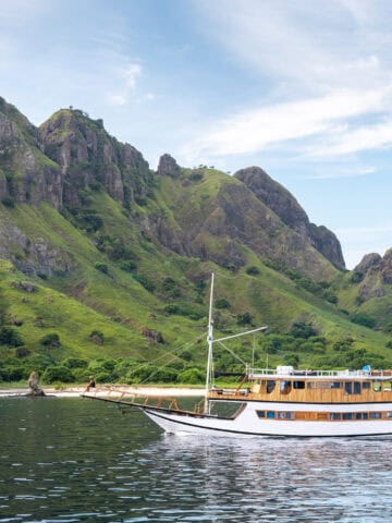 A liveaboard sailing through Komodo National Park, Indonesia.