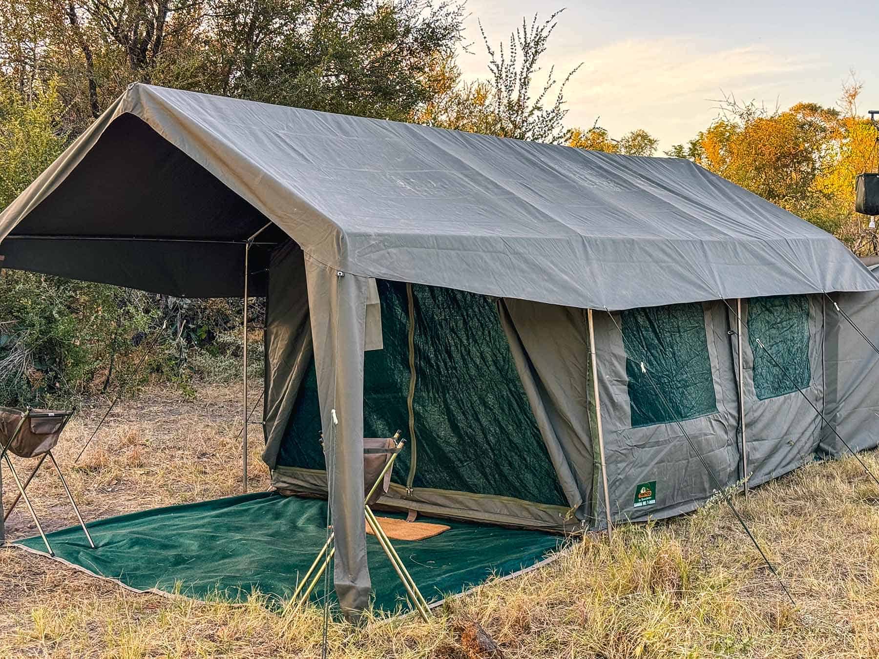 Spacious ground tent when mobile camping in Botswana