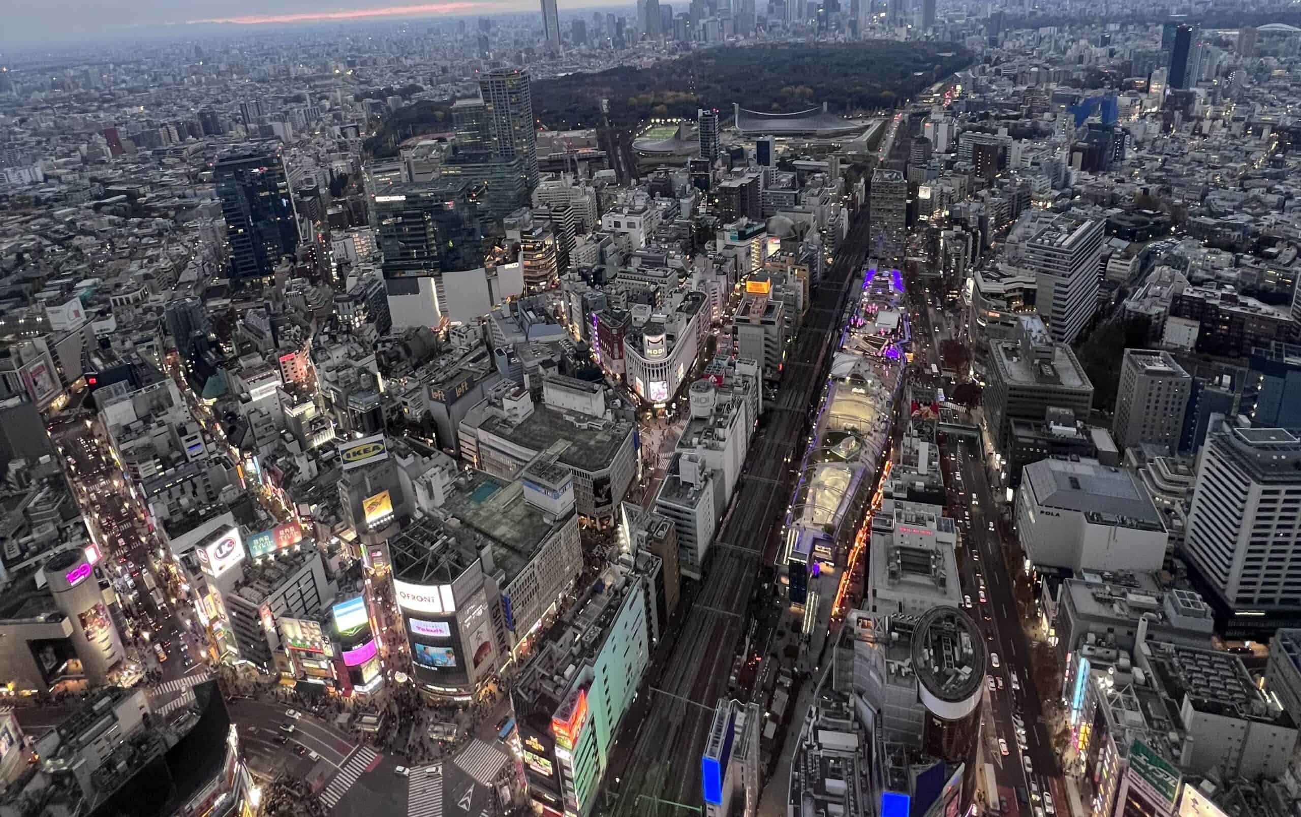 Evening view across Tokyo from Shibuya Sky